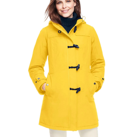 Lands' End Woman’s Classic Squall Duffle Coat in Atlas Yellow size XL - Picture 3 of 15